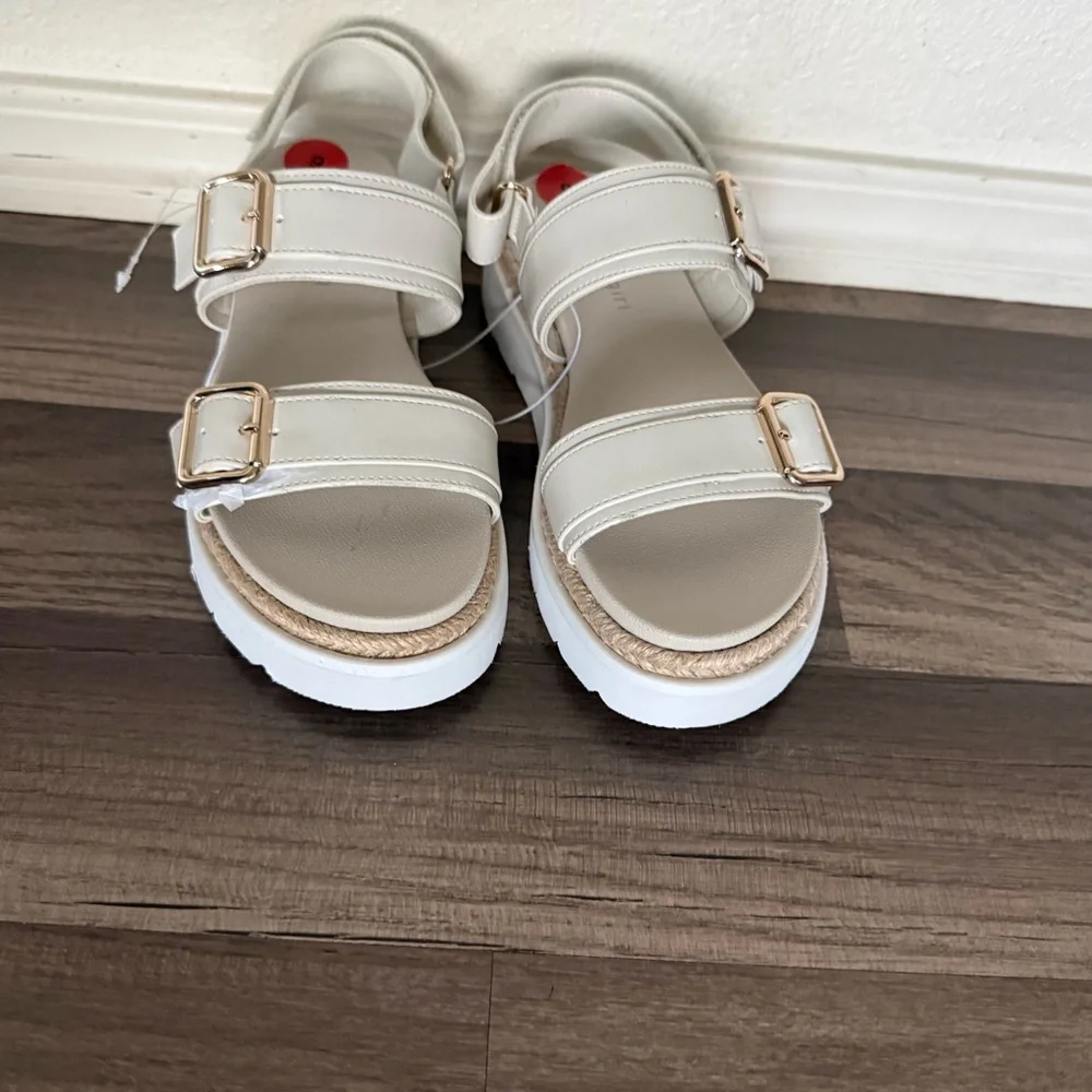 Madden Girl Kids Cream Sandals with Gold Buckles